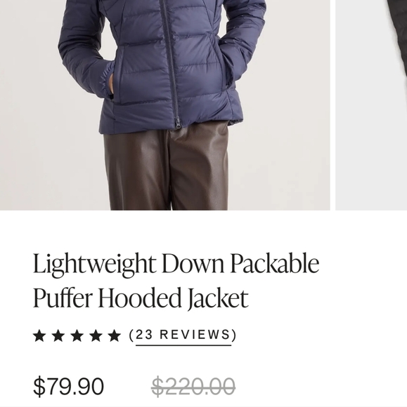 Quince Light weight Down Hooded Jacket Navy Blue XS - Picture 3 of 8